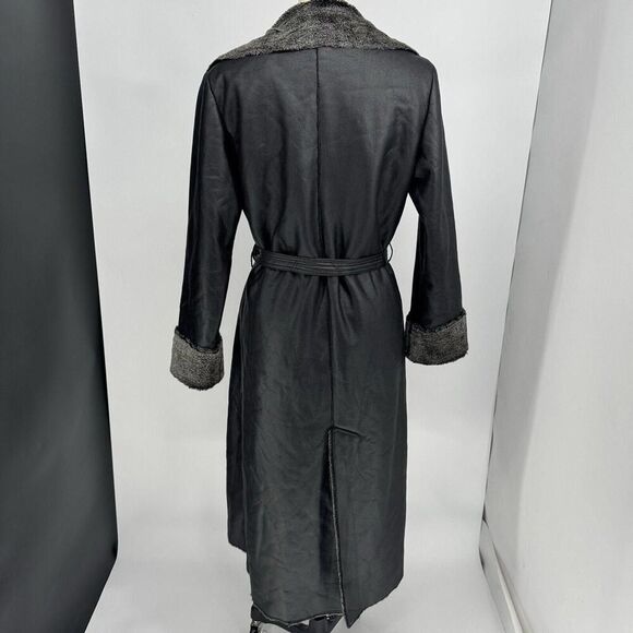 Adler Collection Women’s Faux Leather Fur Sherpa Long Coat Size 8 Or M Trench - Picture 5 of 9